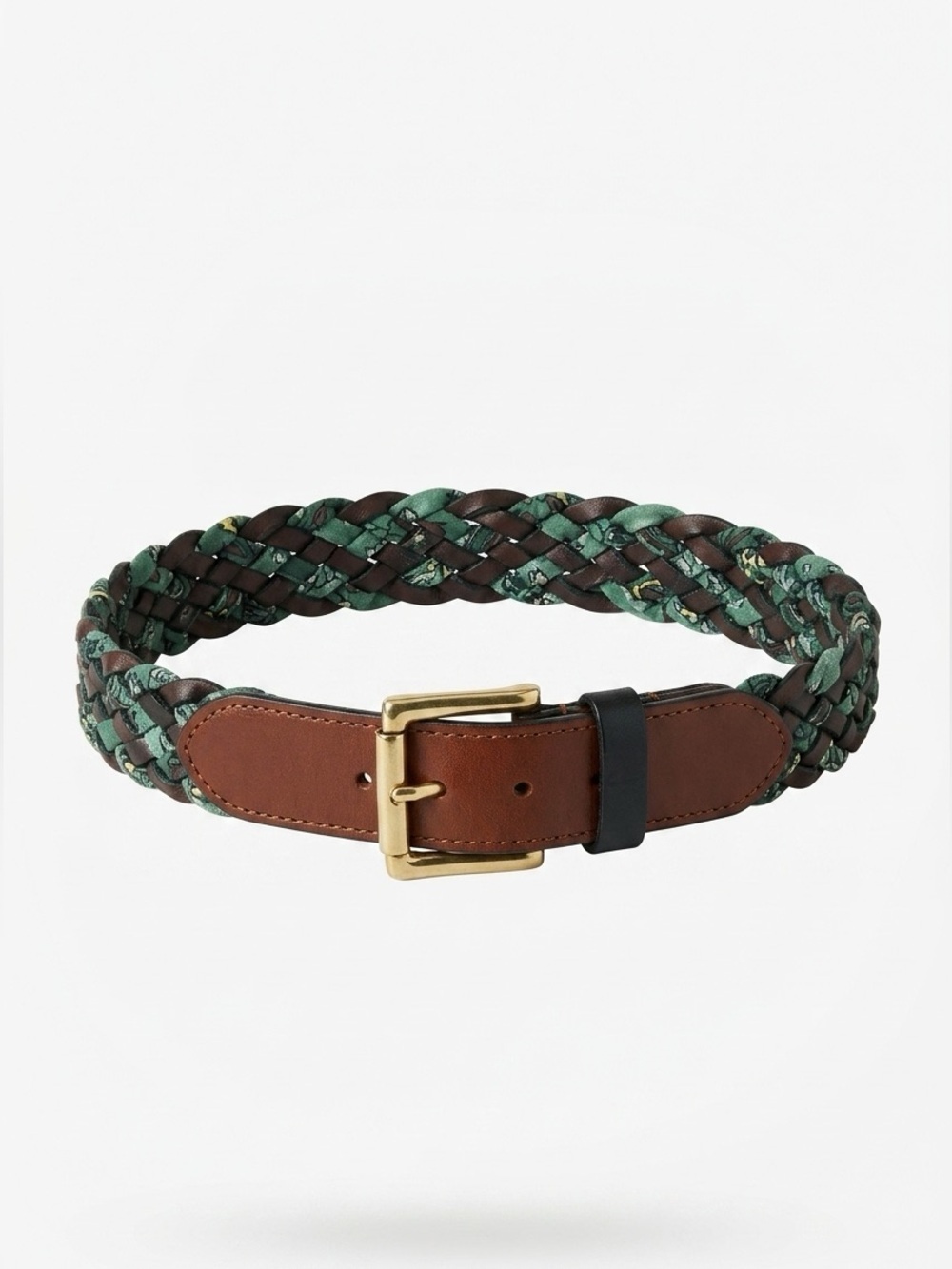 Leather and fabric braided belt